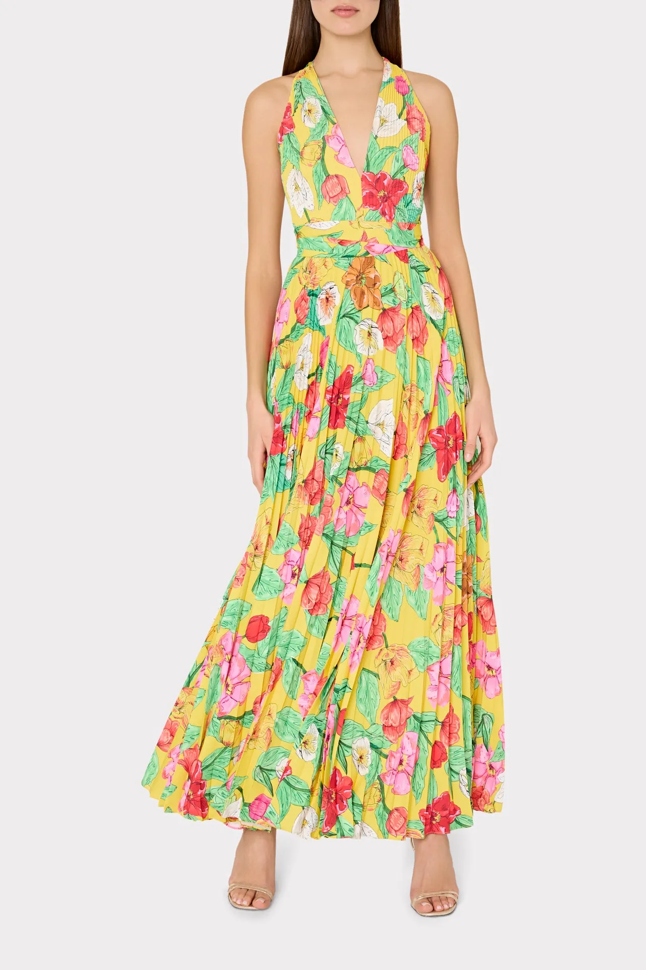 Oria Tulip Rosette Pleated Dress sold by Milly product image thumbnail 3