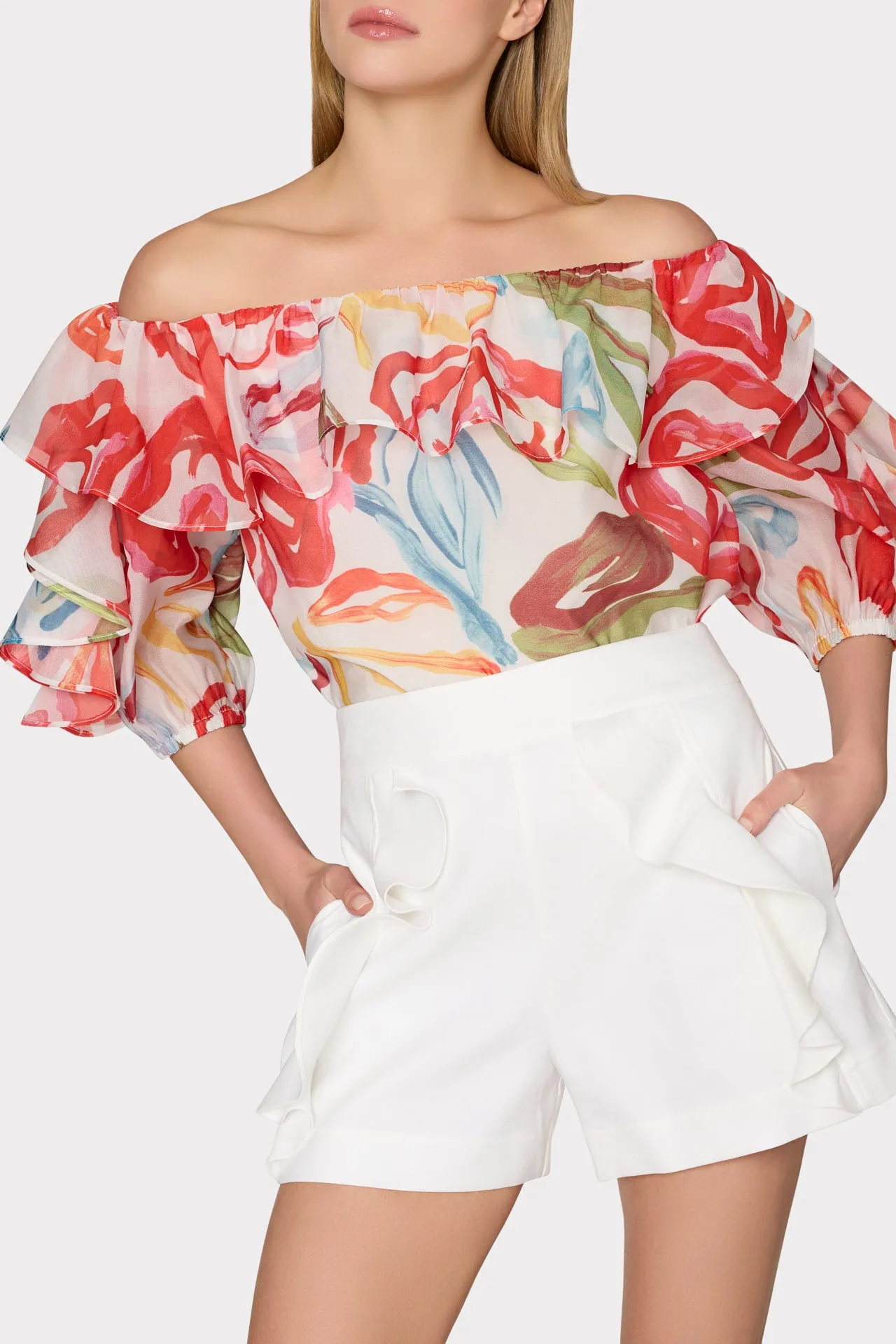 Linen Ruffle Short sold by Milly product image thumbnail 4