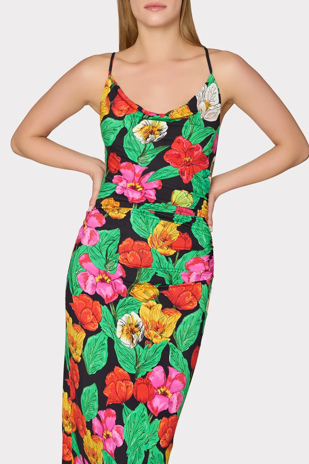 Tulip Rosette Ruched Cowl Neck Midi Dress sold by Milly product image thumbnail 3