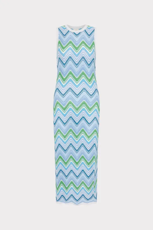 Multi Zig Zag Sleeveless Midi Dress sold by Milly