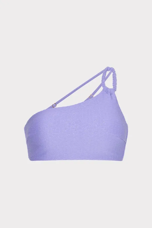 Shimmer Texture One Shoulder Bandeau Top sold by Milly