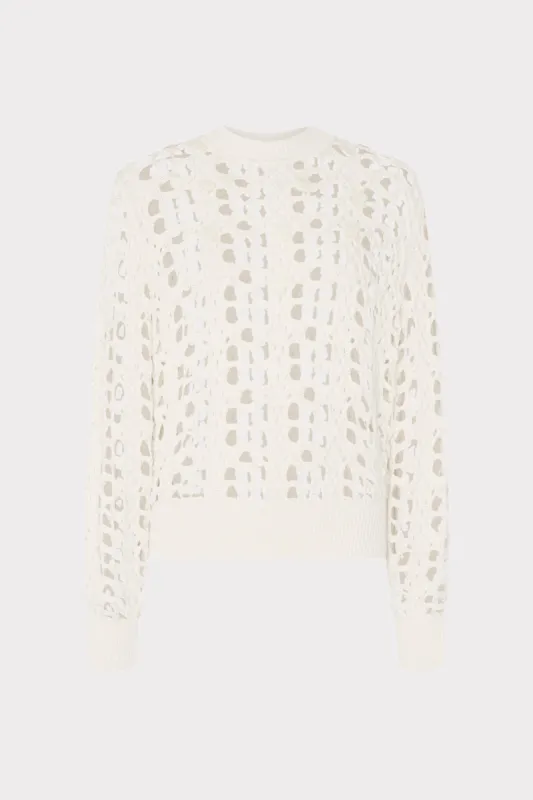 Open Knit Sequin Crewneck Sweater sold by Milly