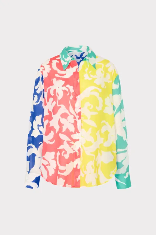 Lily Silhouette Cotton Voile Button Down made by Milly