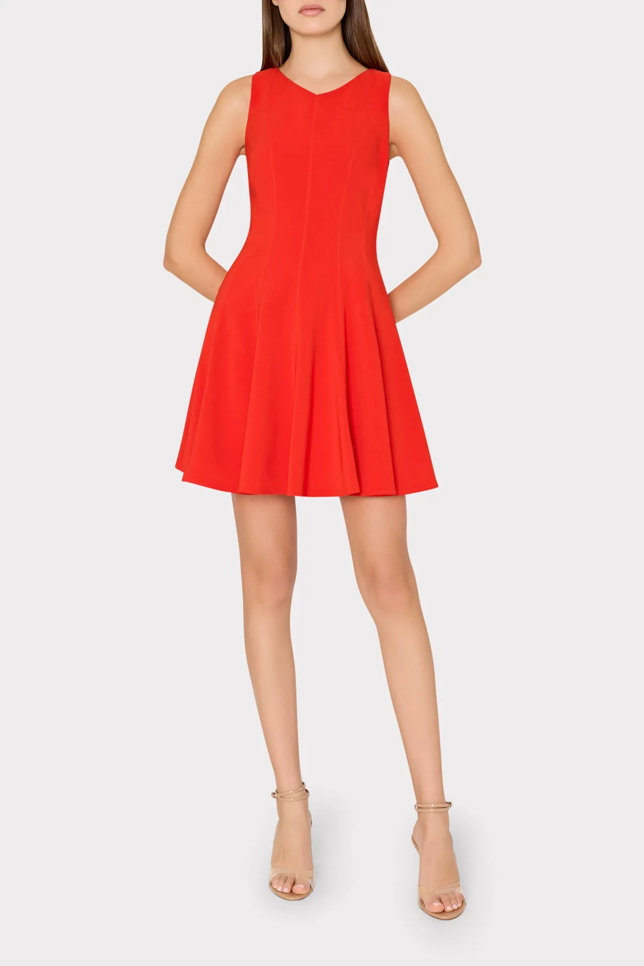 Sleeveless Stretch Cady Fit And Flare Dress sold by Milly product image thumbnail 3