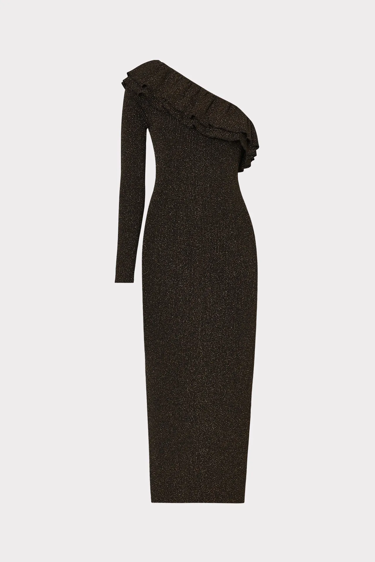 Kelly One Shoulder Ruffle Knit Midi Dress sold by Milly