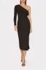 Kelly One Shoulder Ruffle Knit Midi Dress sold by Milly