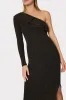 Kelly One Shoulder Ruffle Knit Midi Dress sold by Milly