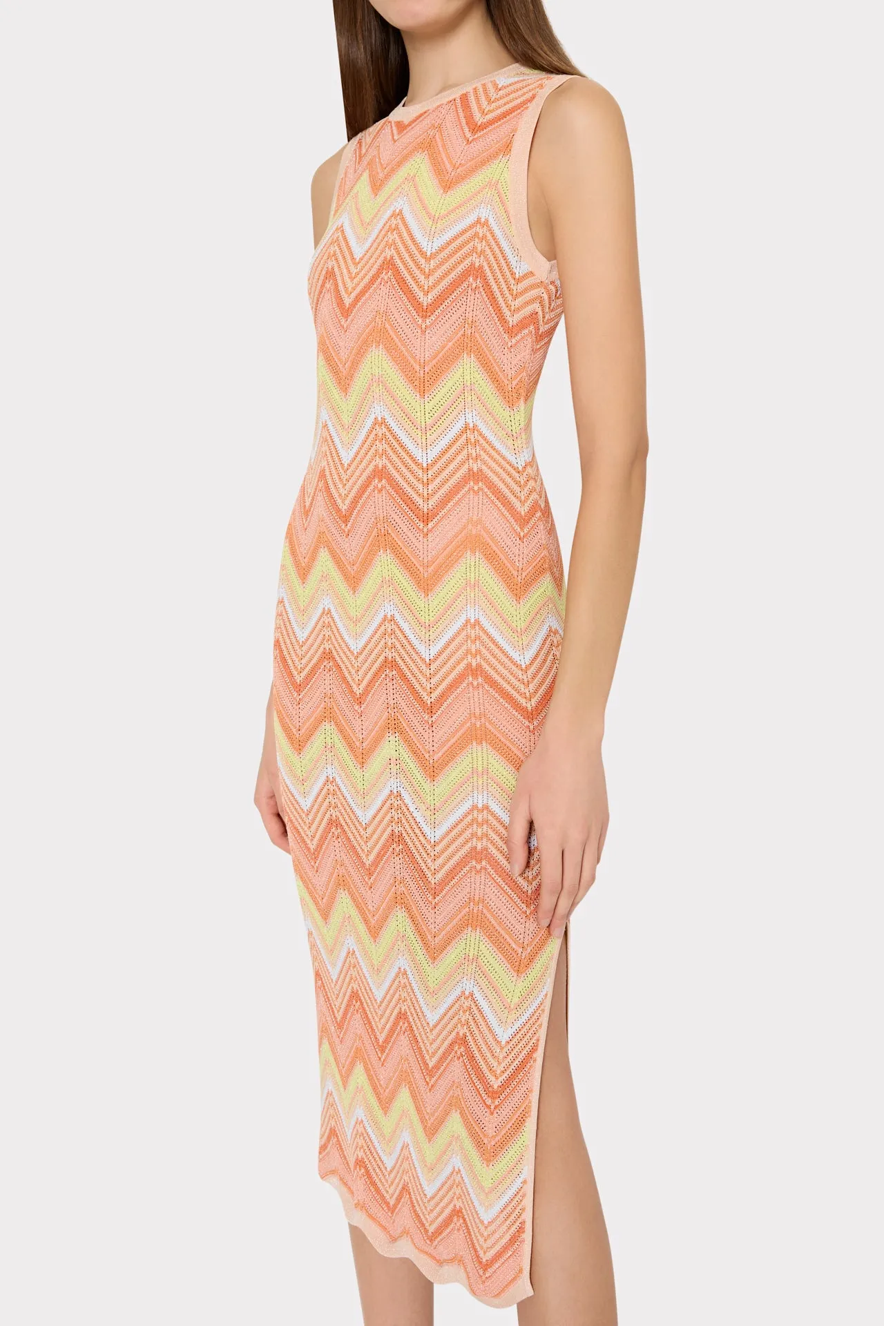 Multi Zig Zag Sleeveless Midi Dress sold by Milly product image thumbnail 3