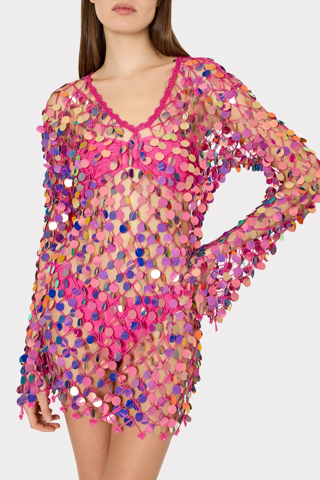 Sequin Crochet Mini Dress sold by Milly product image thumbnail 3