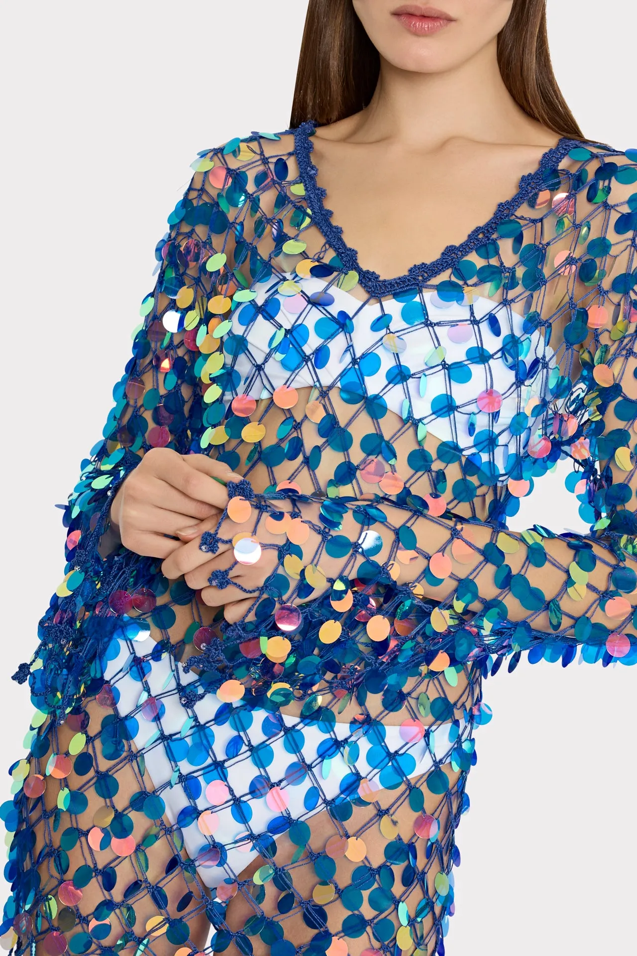 Sequin Crochet Mini Dress sold by Milly product image thumbnail 3