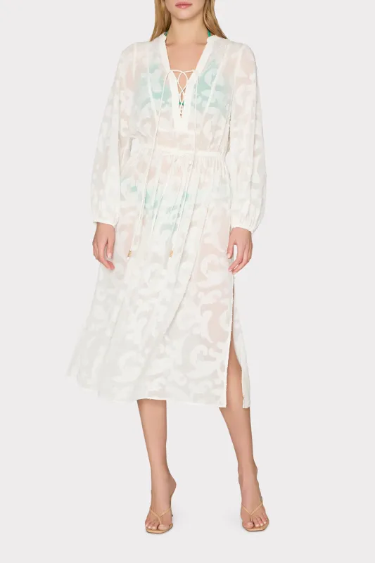 Scroll Burnout Maxi Cover-Up Dress sold by Milly