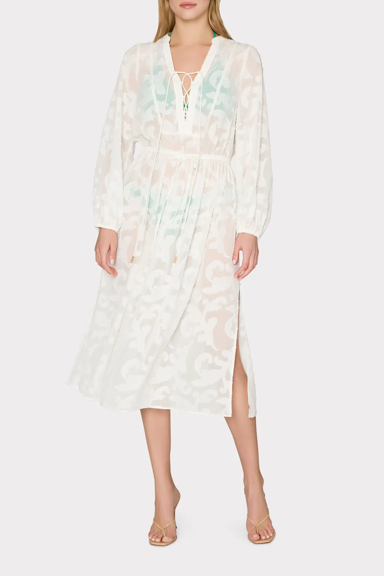 Scroll Burnout Maxi Cover-Up Dress sold by Milly