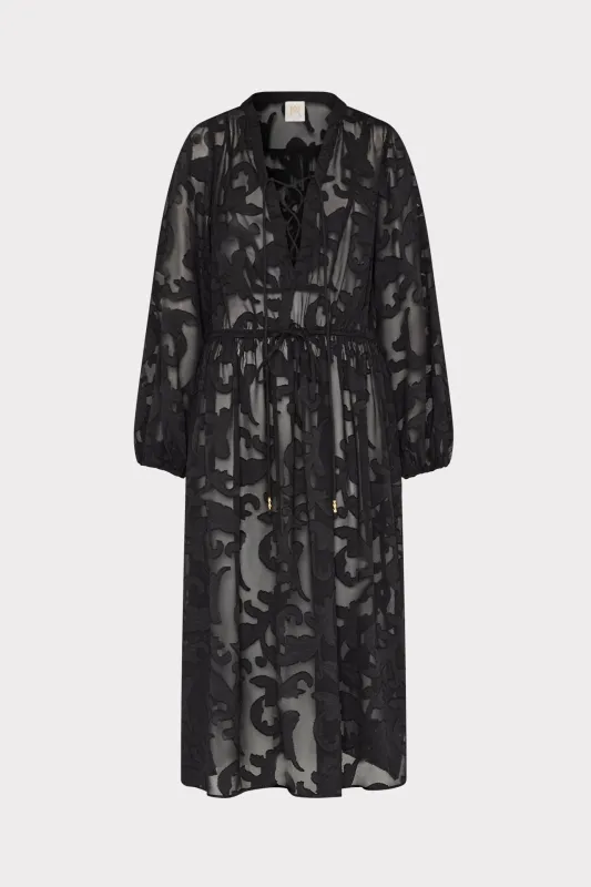 Scroll Burnout Maxi Cover-Up Dress sold by Milly