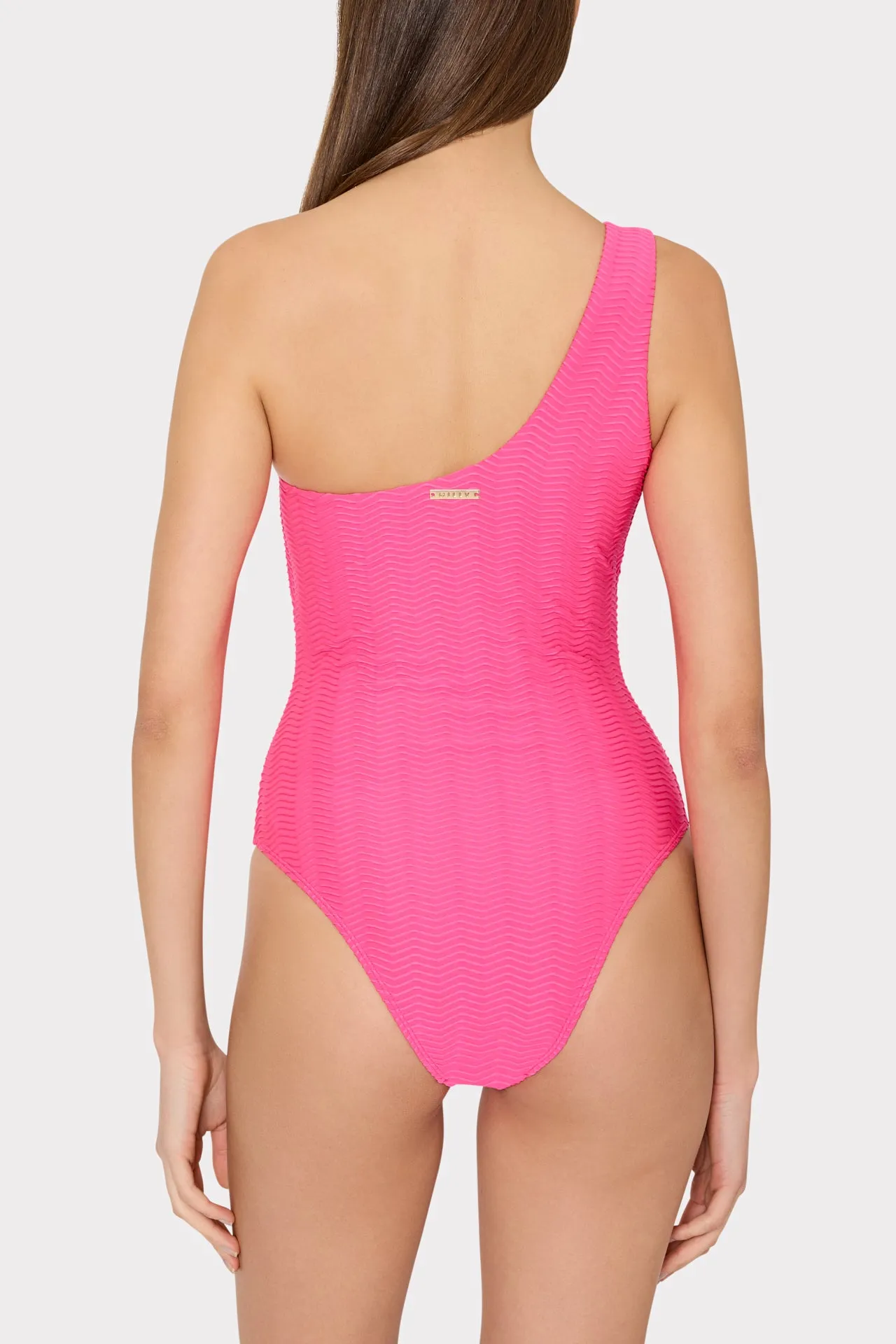 Joni Textured Chevron One Shoulder One Piece sold by Milly product image thumbnail 3