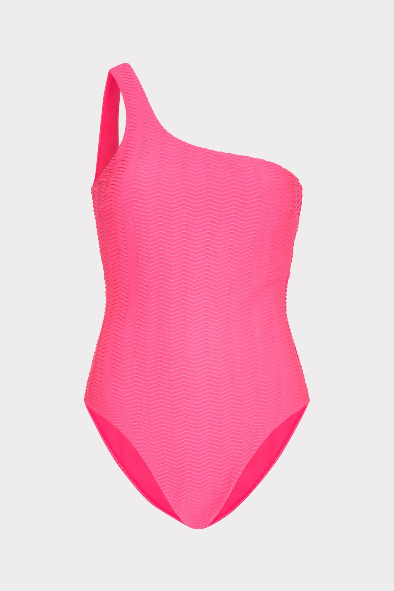 Joni Textured Chevron One Shoulder One Piece sold by Milly