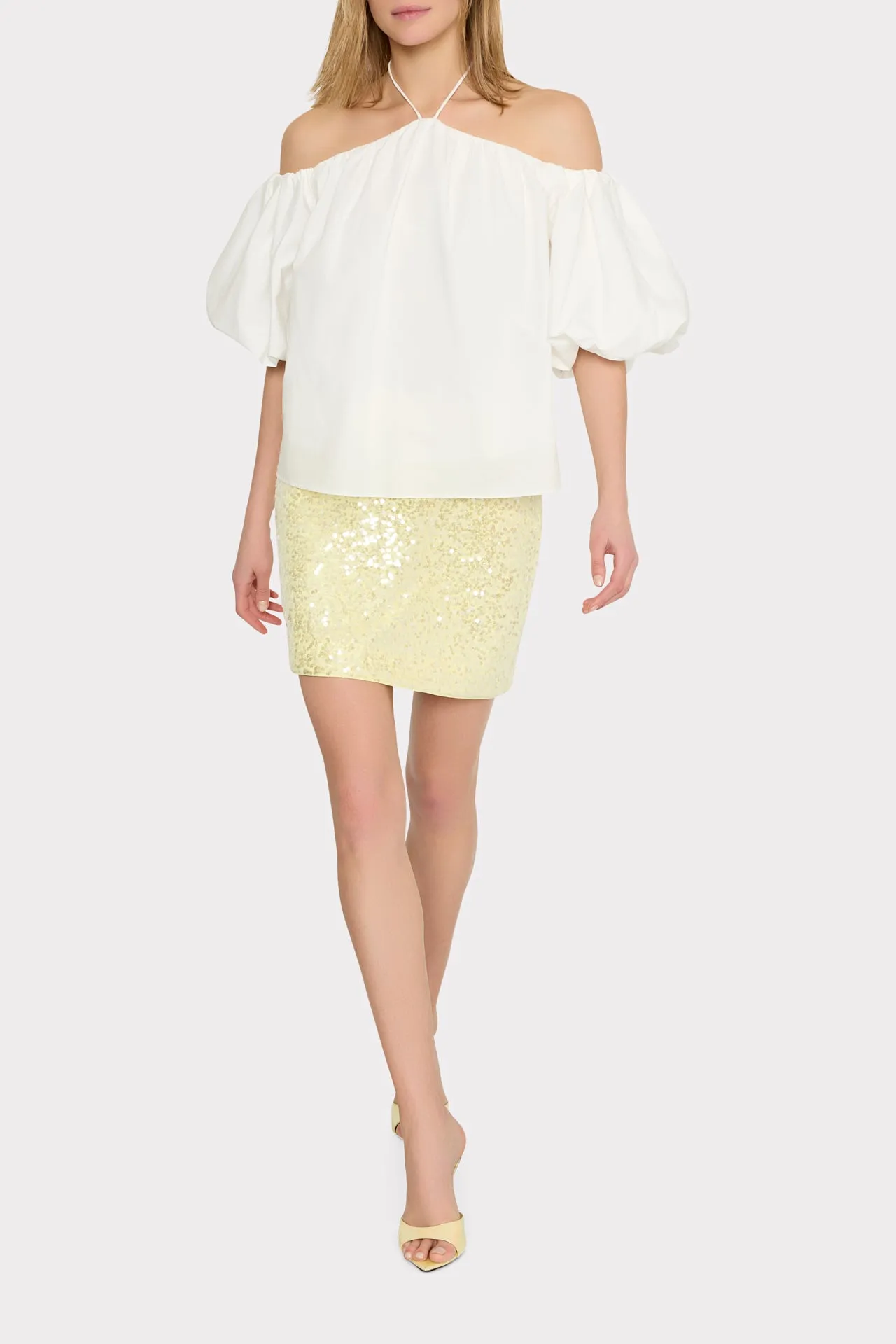 Halter Poplin Off The Shoulder Top sold by Milly product image thumbnail 3