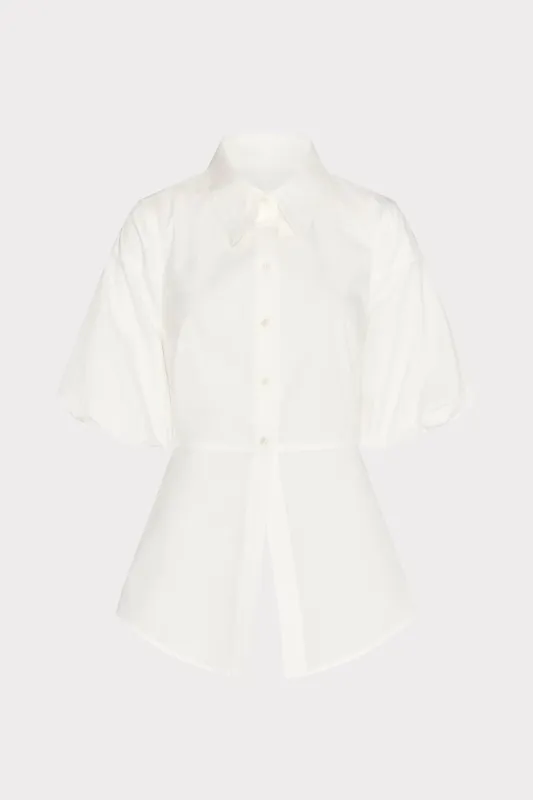 Tie Back Poplin Button Down Shirt made by Milly