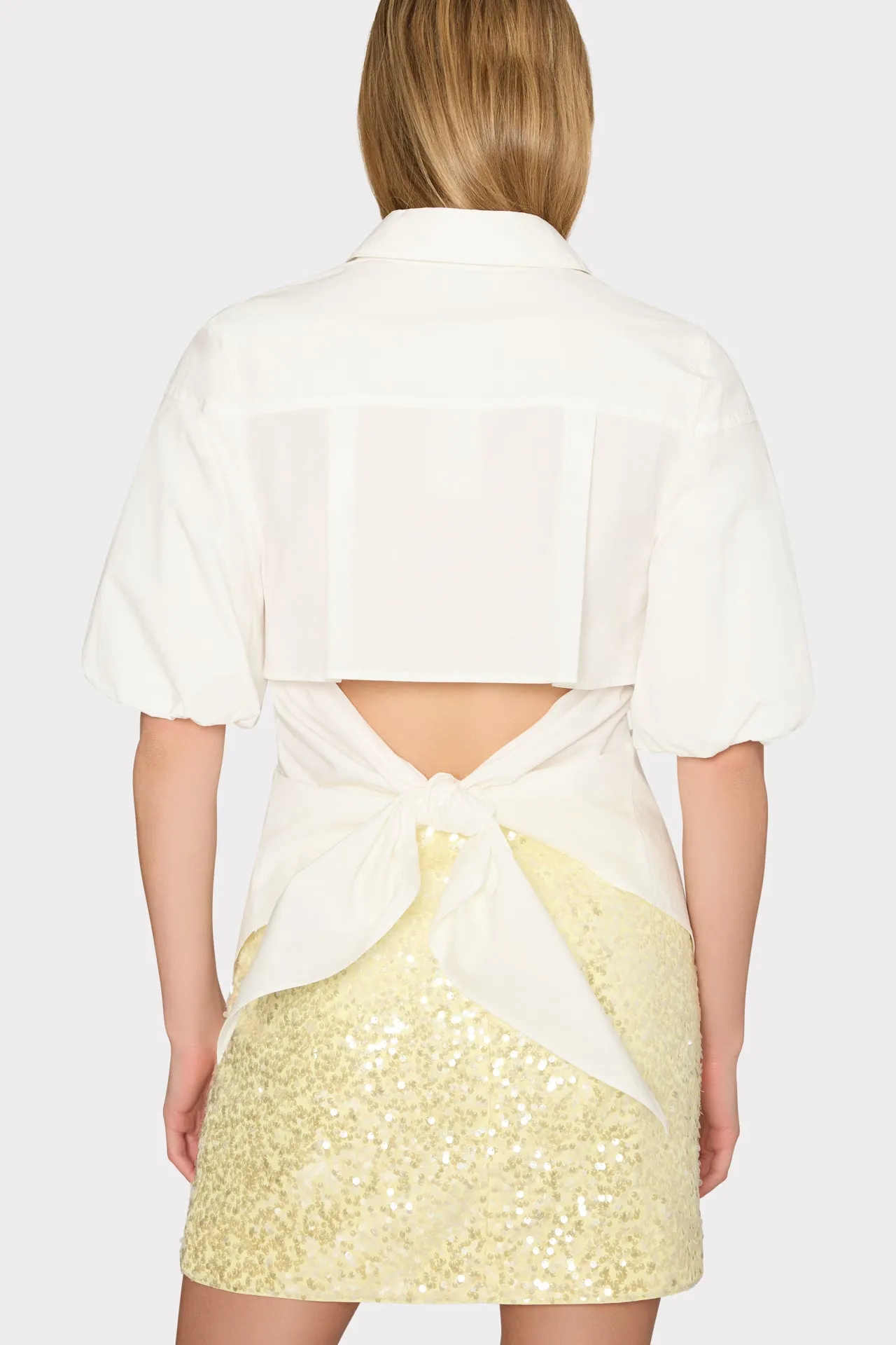 Tie Back Poplin Button Down Shirt sold by Milly product image thumbnail 3