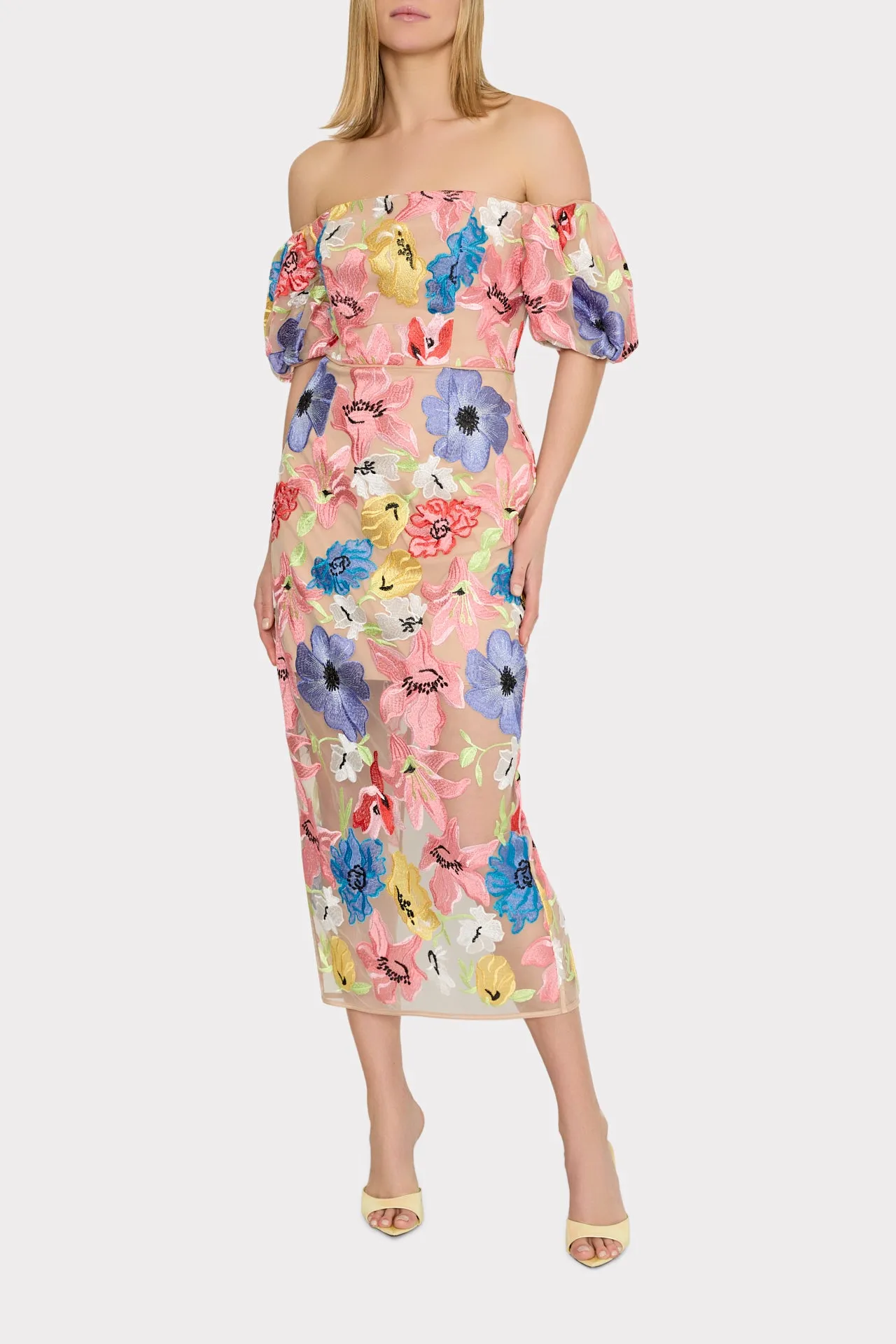 Nira Lily Floral Embroidered Midi Dress sold by Milly product image thumbnail 2