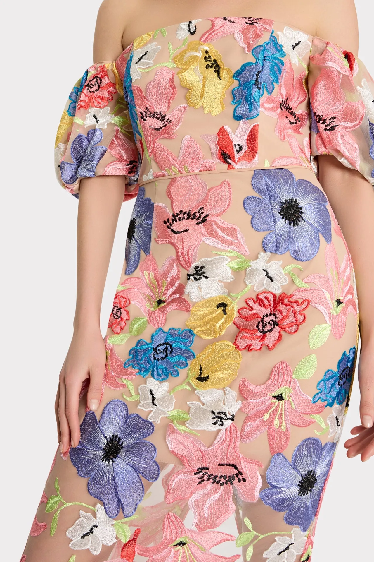 Nira Lily Floral Embroidered Midi Dress sold by Milly product image thumbnail 3