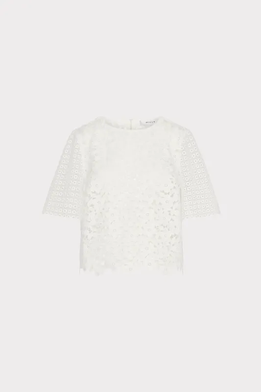 Floral Geo Combo Lace Top sold by Milly