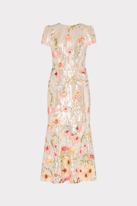 Tahlia Floral Sequins Embroidery Dress sold by Milly