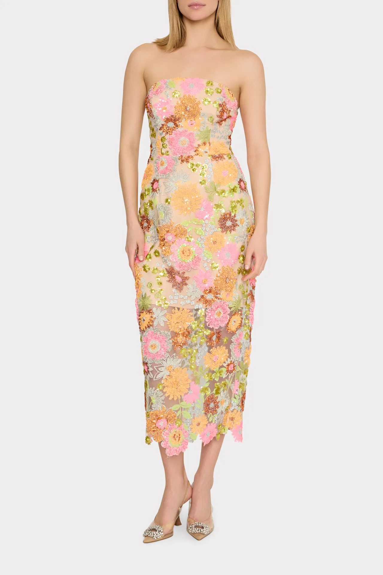 Kait Floral Blossom Sequins Dress sold by Milly product image thumbnail 2