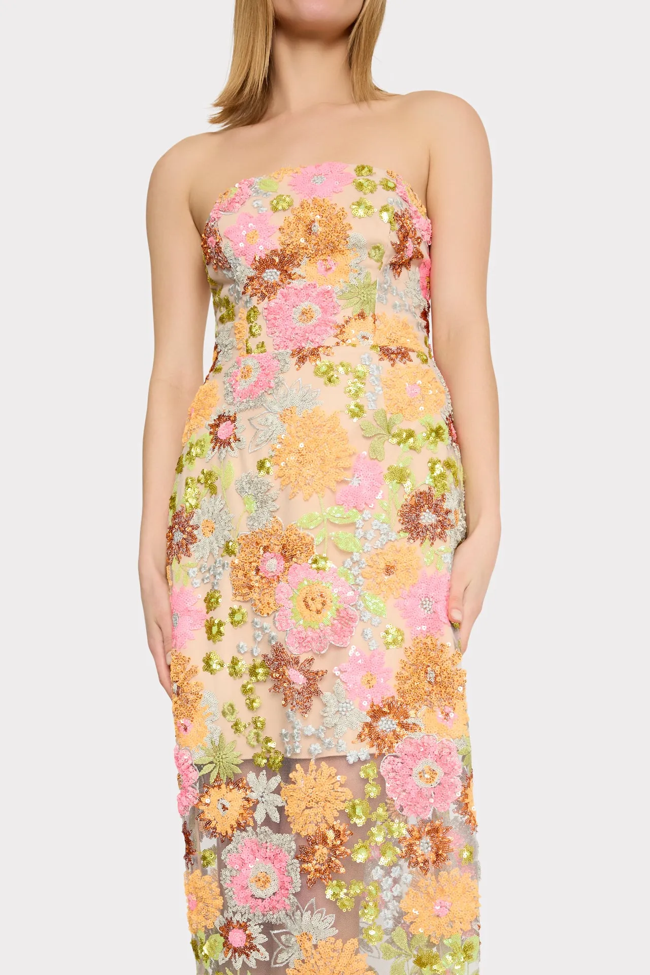 Kait Floral Blossom Sequins Dress sold by Milly product image thumbnail 3