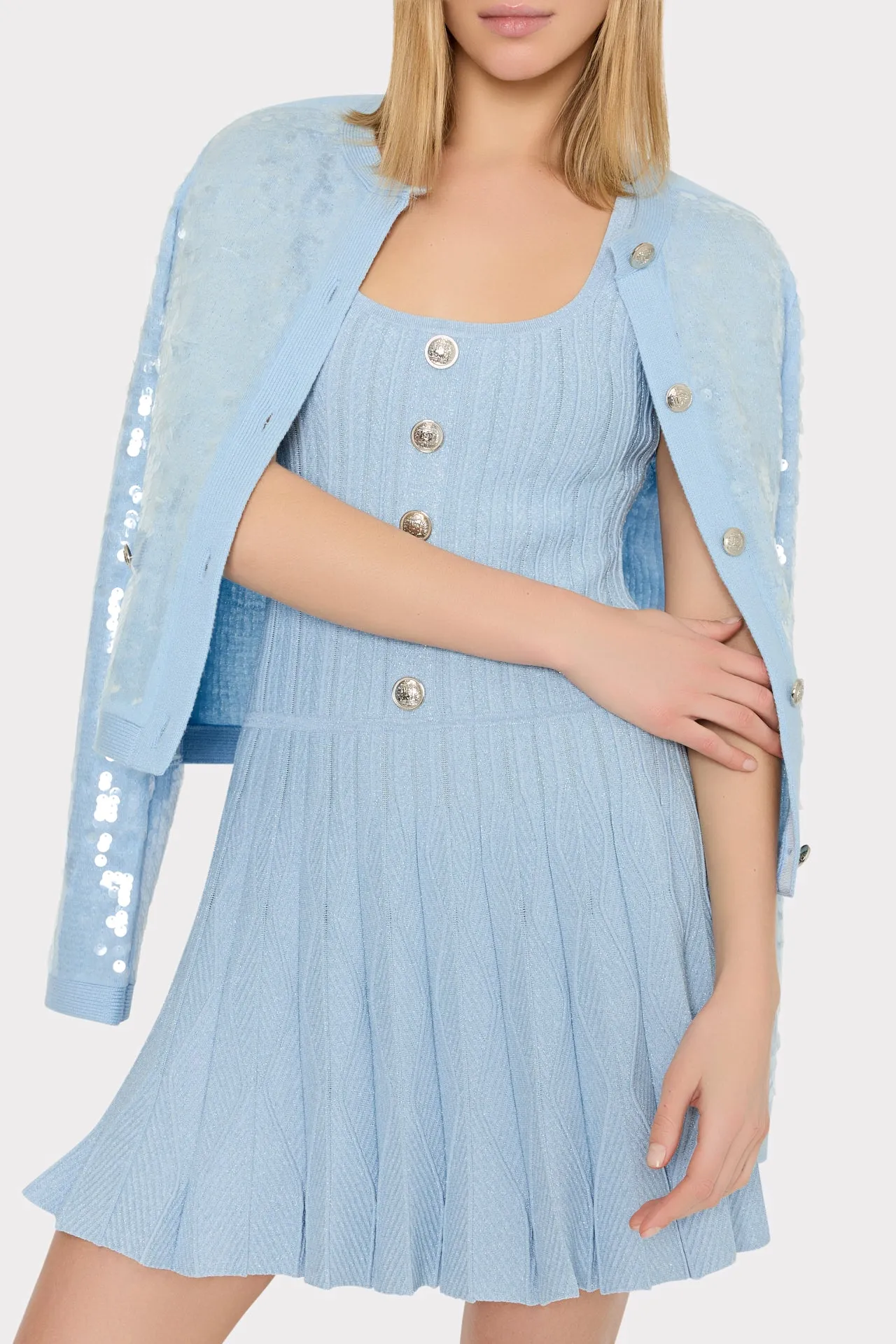 Wave Godet Flare Knit Mini Dress sold by Milly product image thumbnail 3