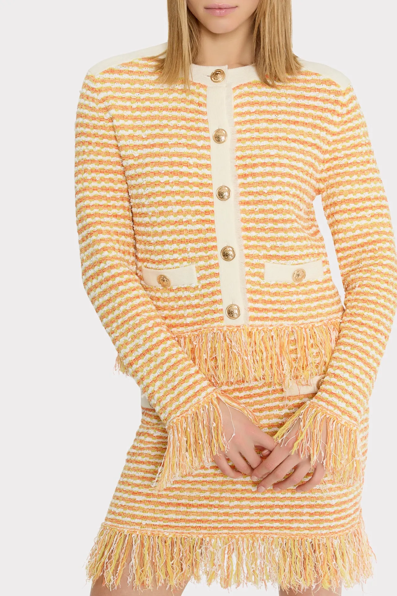 Textured Fringe Trim Cardigan sold by Milly product image thumbnail 3