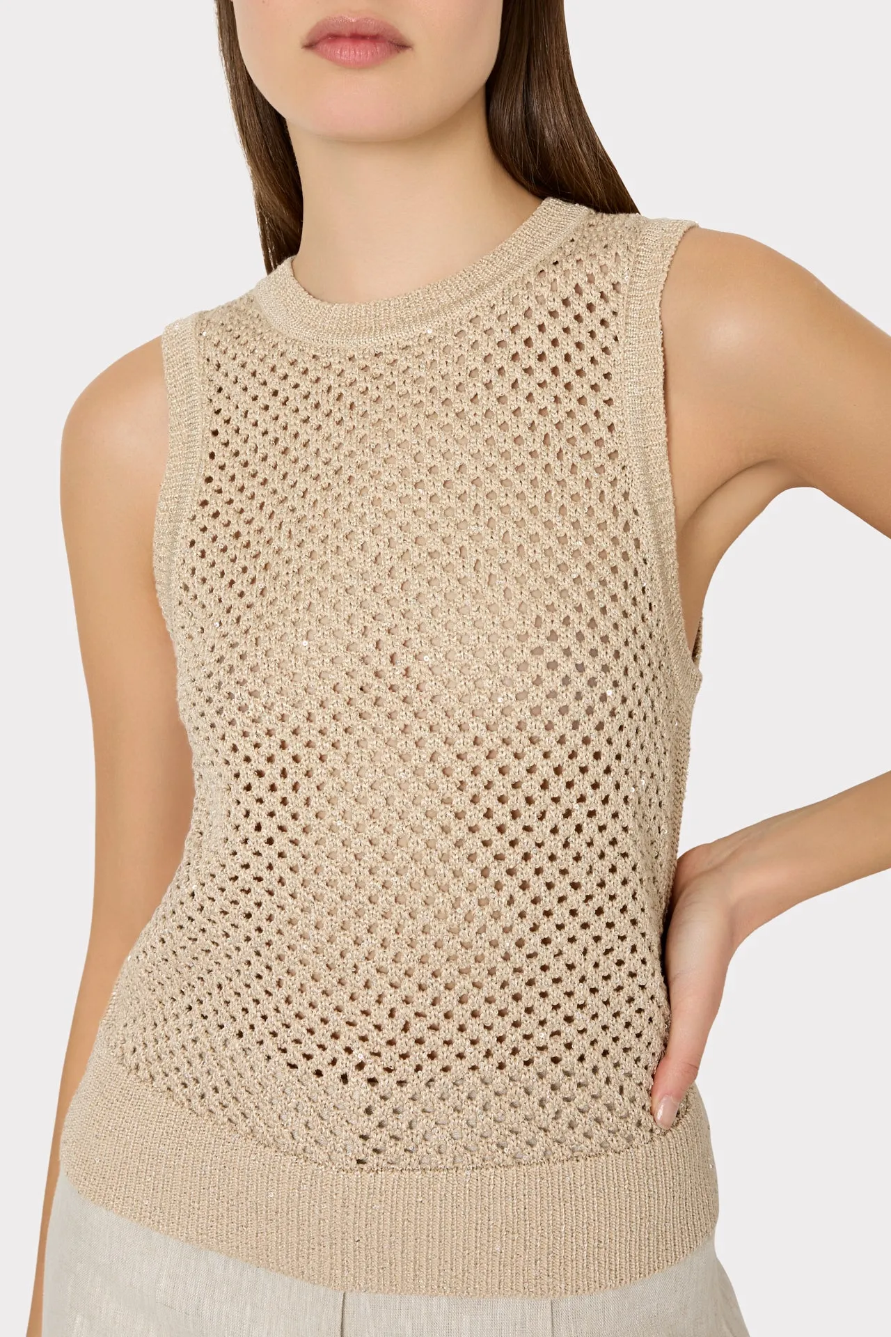 Sequin Mesh Shell Sweater sold by Milly product image thumbnail 3