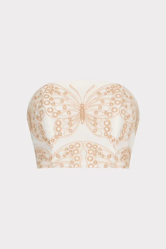 Butterfly Eyelet Strapless Crop Top sold by Milly