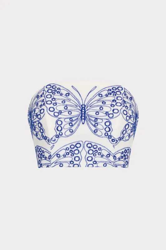 Butterfly Eyelet Strapless Crop Top sold by Milly
