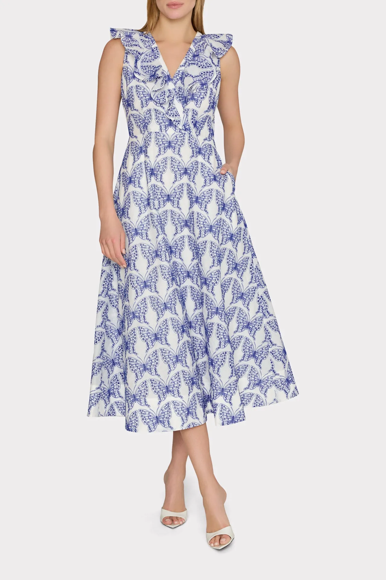 Butterfly Eyelet Ruffle Midi Dress sold by Milly product image thumbnail 2