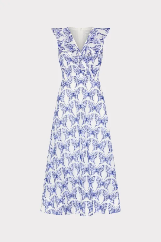 Butterfly Eyelet Ruffle Midi Dress sold by Milly