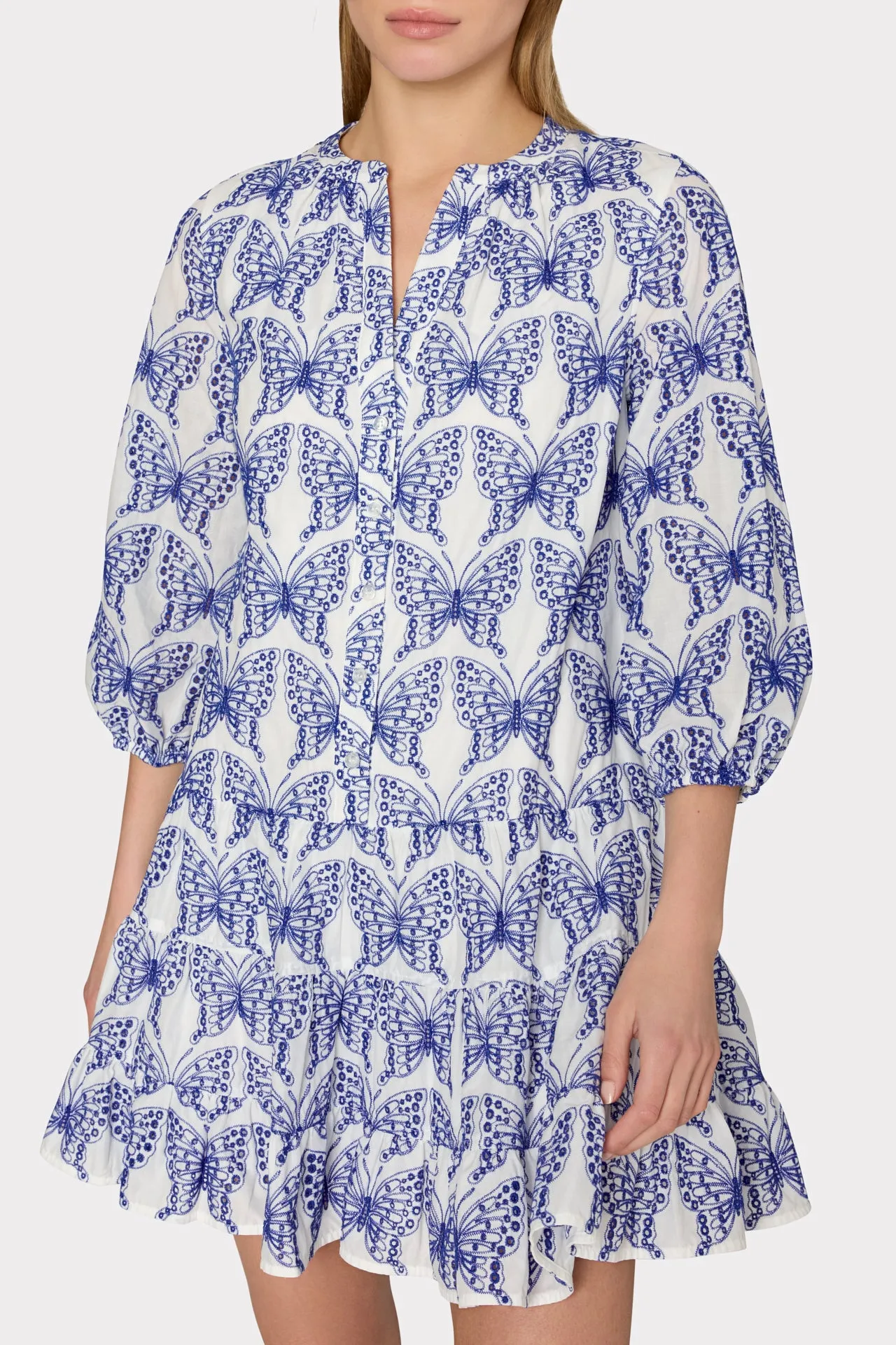 Tiered Butterfly Eyelet Mini Dress sold by Milly product image thumbnail 3