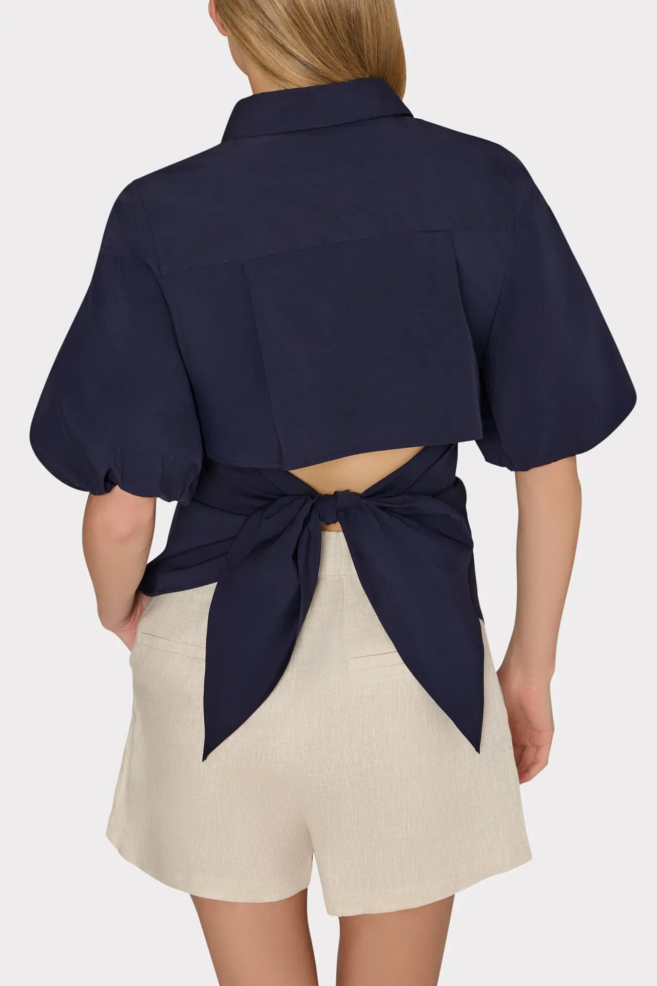 Tie Back Poplin Button Down Shirt sold by Milly product image thumbnail 3