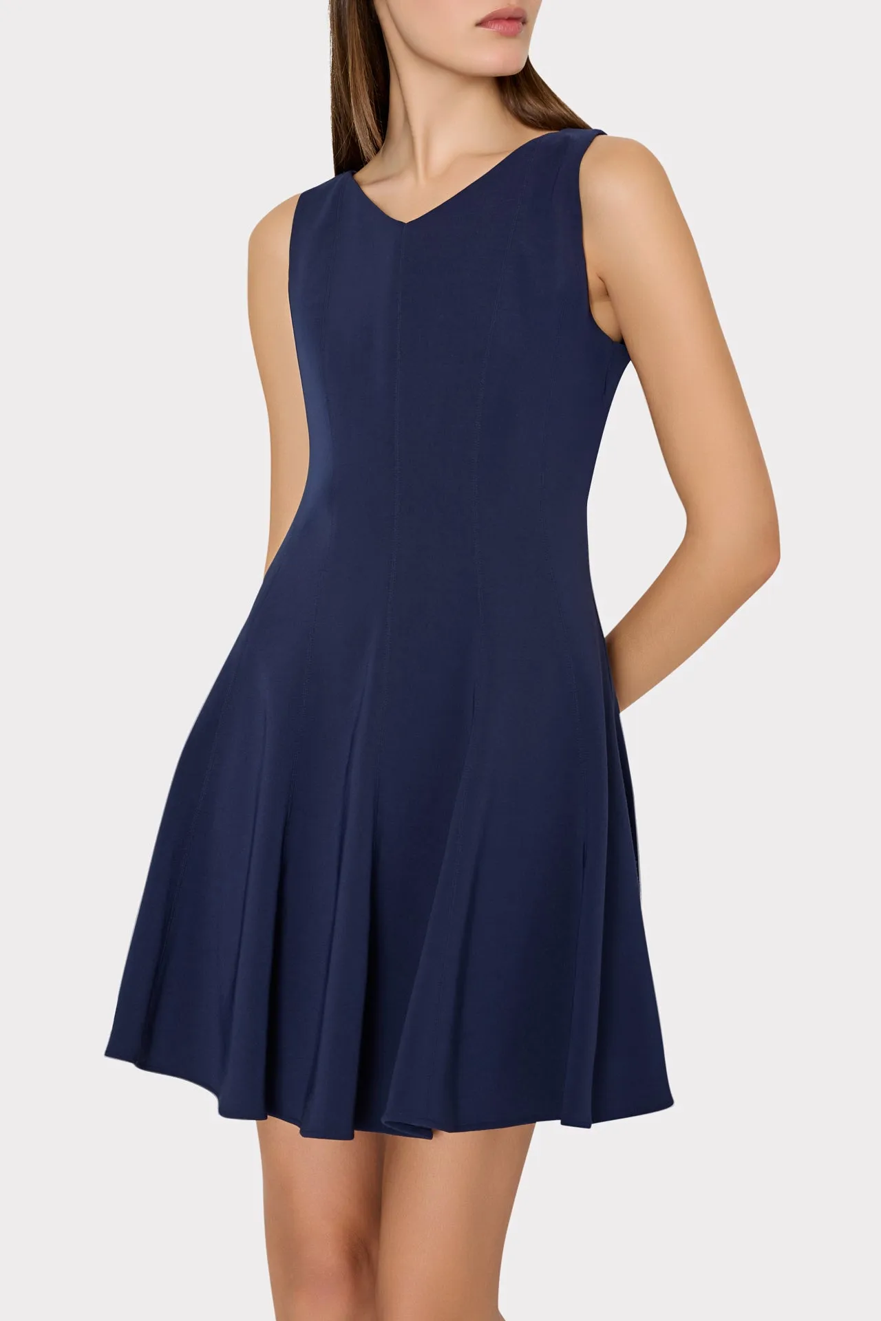 Sleeveless Stretch Cady Fit And Flare Dress sold by Milly product image thumbnail 3