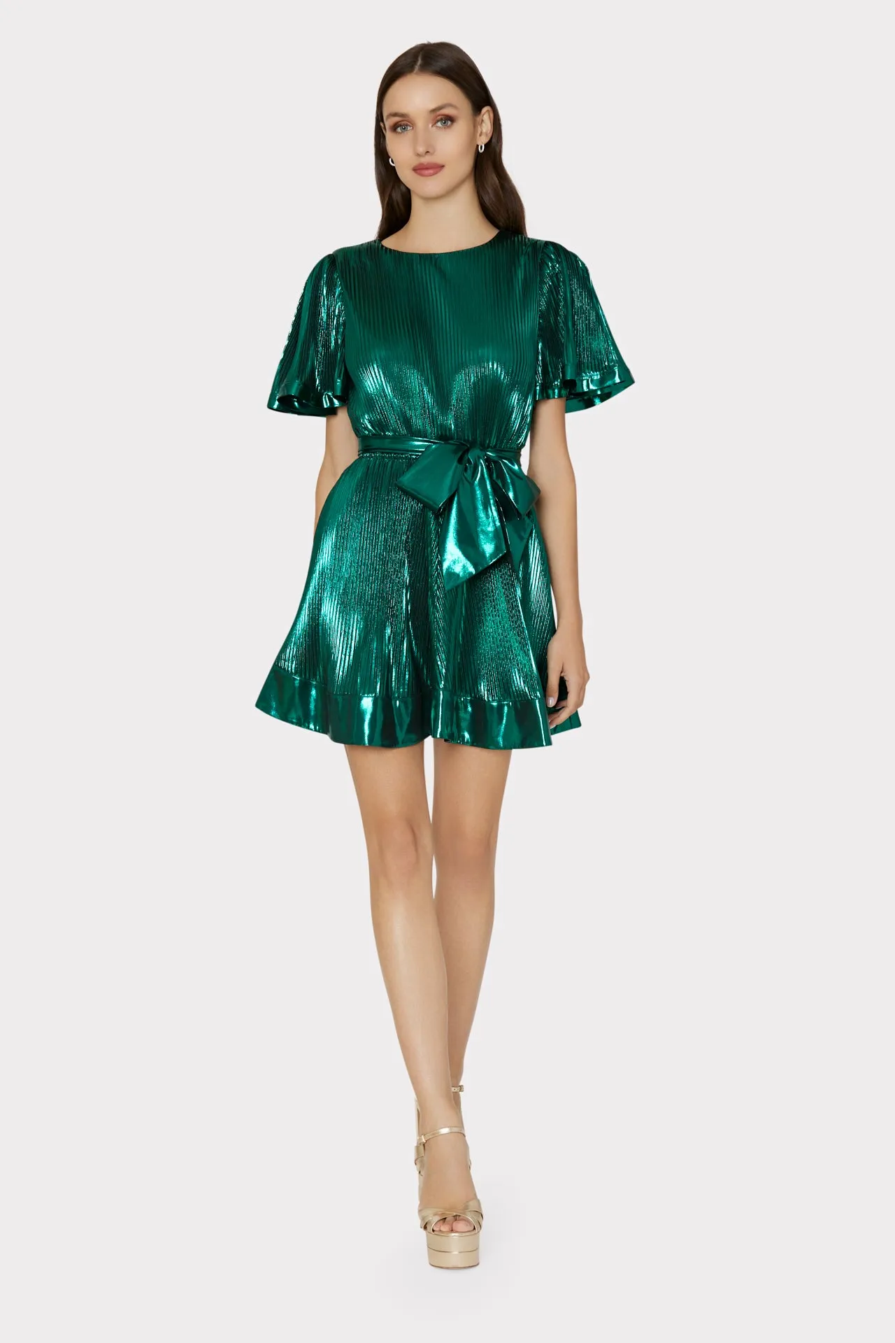 Lumi Pleated Lame Dress sold by Milly product image thumbnail 2