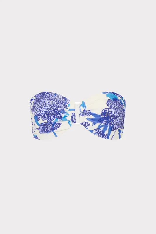 Brushwork Floral Bandeau Bikini Top sold by Milly