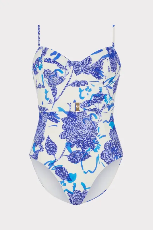 Brushwork Floral Belted One Piece sold by Milly