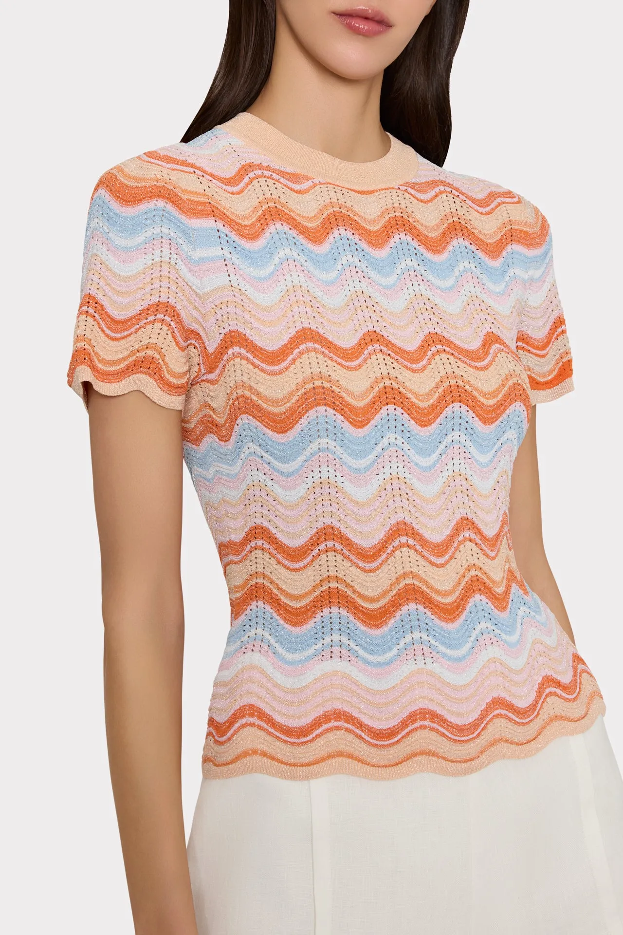 Scallop Wave Short Sleeve Top sold by Milly product image thumbnail 3