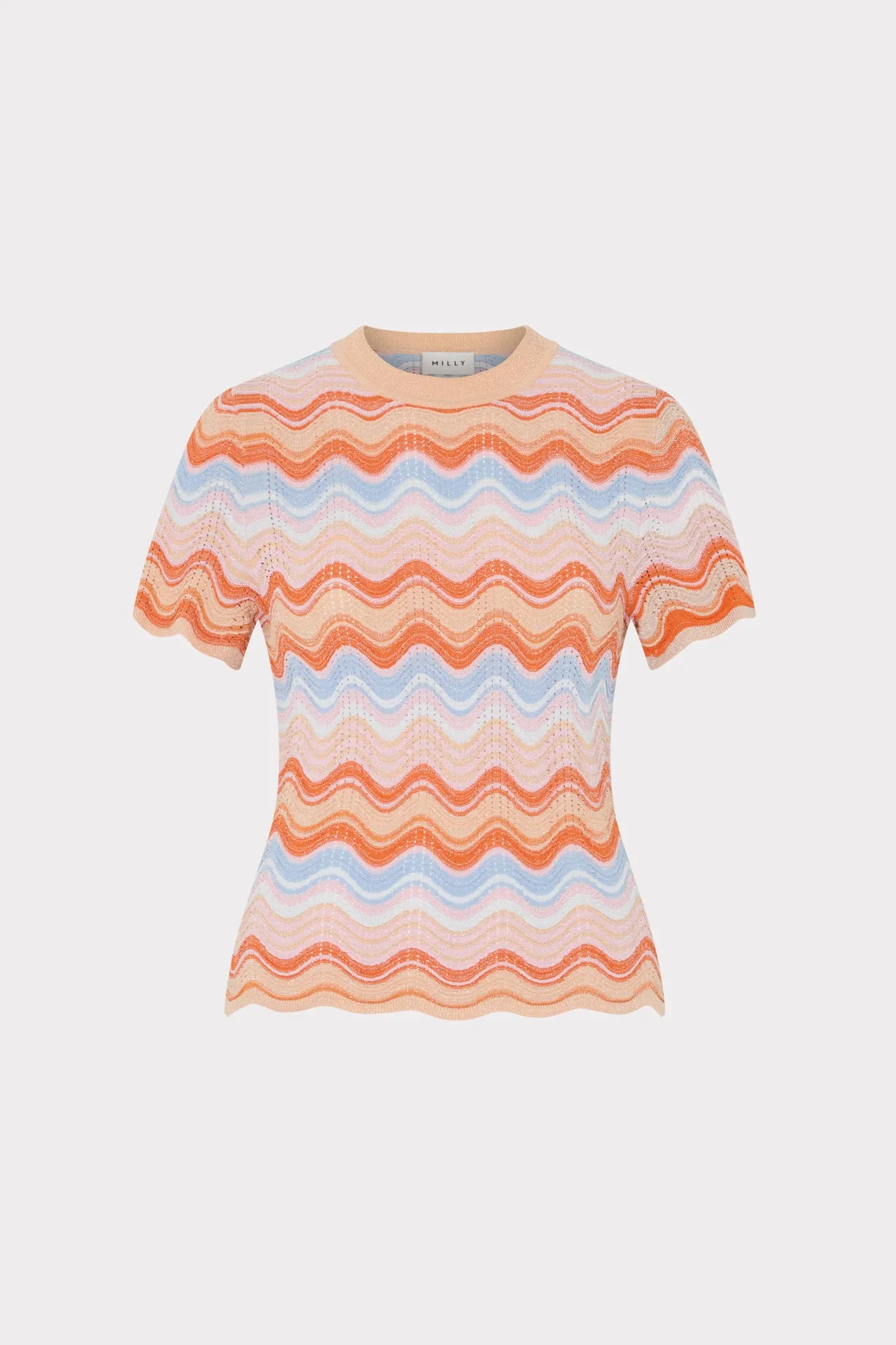 Scallop Wave Short Sleeve Top sold by Milly