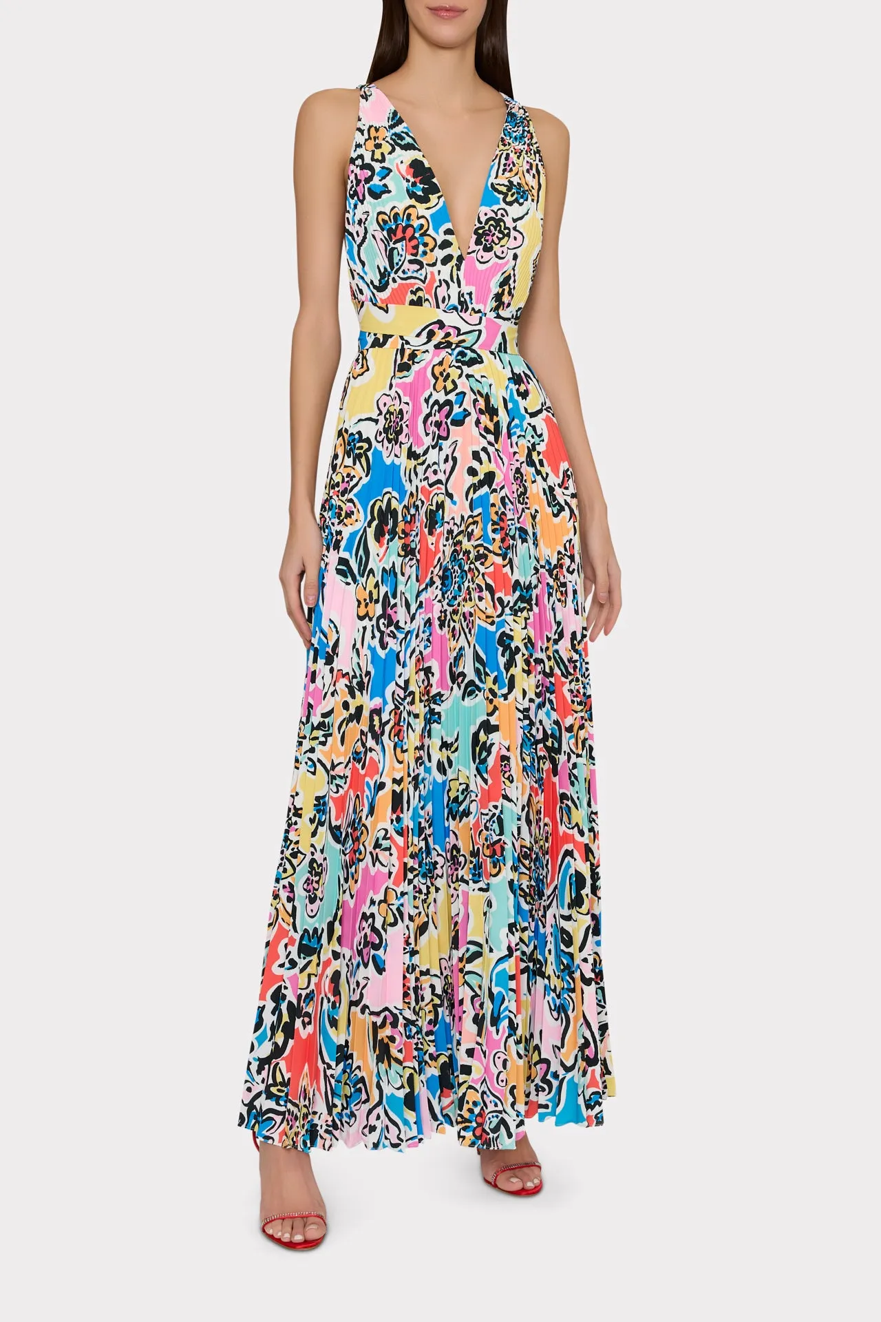 Oria Rainbow Oasis Pleated Dress sold by Milly product image thumbnail 2