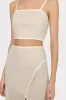 Nyrie Linen Contrast Crop Top sold by Milly
