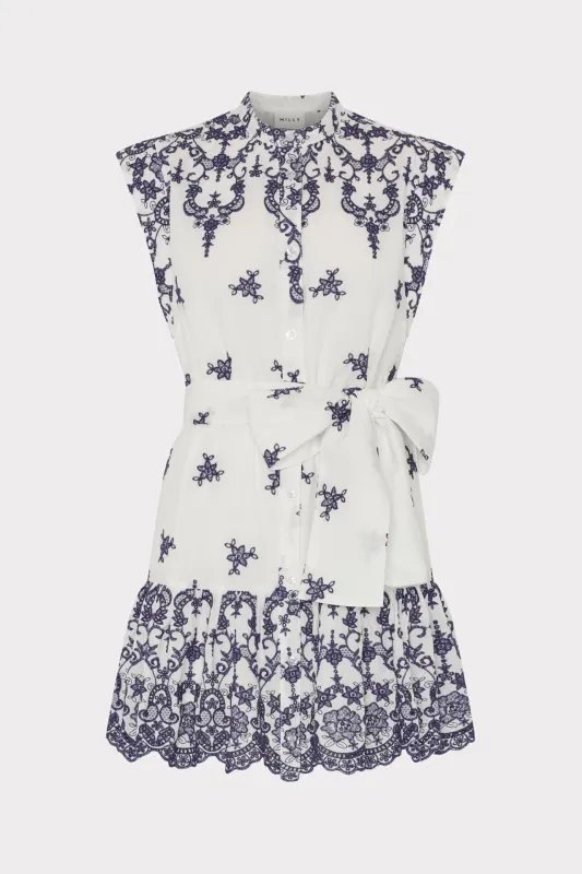 Neelie Floating Petals Eyelet Mini Dress sold by Milly