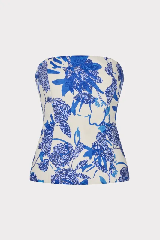 Brushwork Floral Linen Top sold by Milly