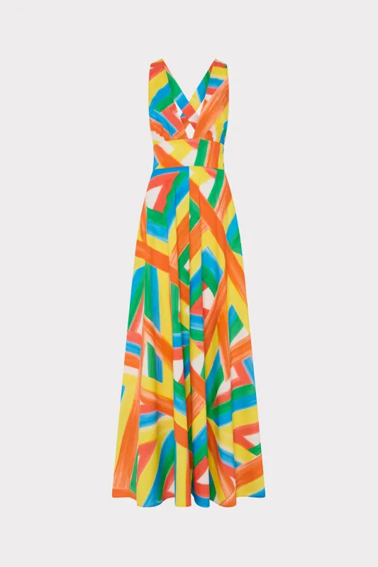 Catarina Multi Stripe Poplin Maxi Dress sold by Milly