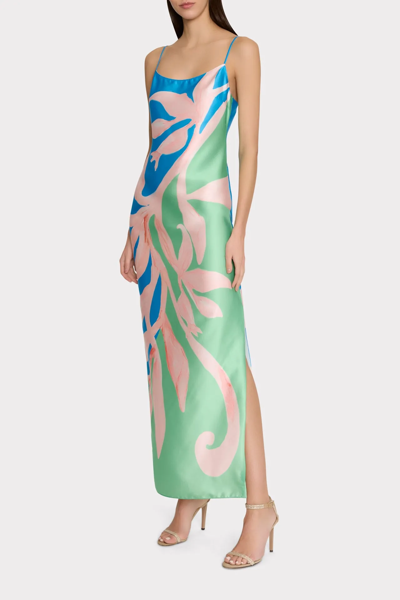 Lily Floral Vine Satin Slip Dress sold by Milly product image thumbnail 2