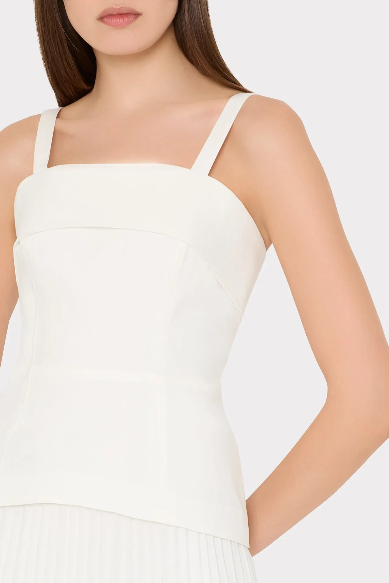 Nala Poplin Pleated Combo Midi Dress sold by Milly product image thumbnail 3